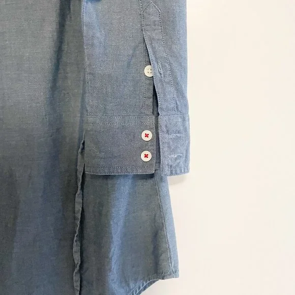 Patagonia Chambray Shirt Dress Long Sleeve Sz 10 - Picture 5 of 6